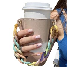 Bluefog攜帶式皮革咖啡杯套 25 米色 鏈條, 1個, 1件