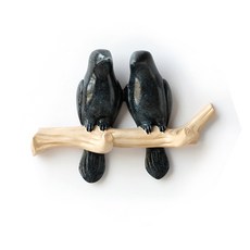 壁掛式多用途鳥裝飾架, 15 雙鳥掛鉤 紋理藍, 1個