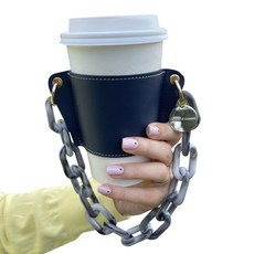 Bluefog攜帶式皮革咖啡杯套 29 深藍色 大理石鍊, 1件, 1個