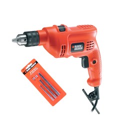 BLACK+DECKER 百得 有線電鎚鑽KR504RE+3種鐵木鑽頭A8031G, 1套