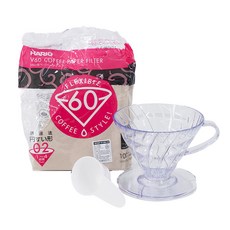 하리오 V60 PP 핸드드립 세트 1~4인, 드리퍼 1p + 여과지 100p + 계량스푼, 1세트