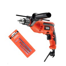 BLACK+DECKER 百得 有線電鎚鑽KR704REK+3種鐵木鑽頭A8031G, 1套