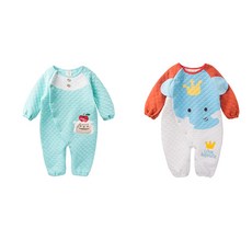 조이멀티 엠케이 남아용 누빔 애니멀 신생아 우주복 2p