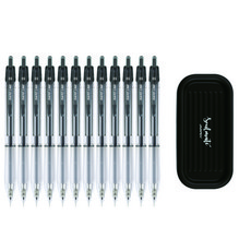 JAVAPEN 圓珠筆 0.3mm 12入+筆盤, 黑色（筆），隨機發貨（筆盤）, 1套