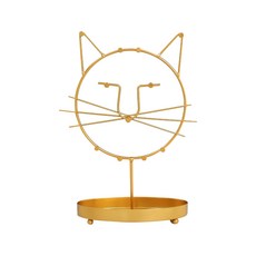 獨特貓咪飾品架托盤, 1個, 金色