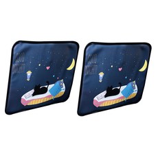 印花汽車座椅防踢墊, 睡覺貓款, 2入