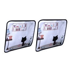 印花汽車座椅防踢墊, 球球貓款, 2入
