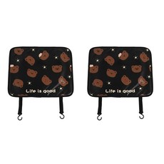 印花汽車座椅防踢墊, 小熊款, 2入