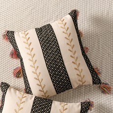 流蘇樹葉刺繡圖案抱枕 GH09_RD_438, 棕色