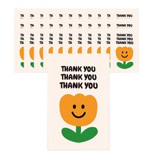 DONNA&DECO 鬱金香微笑圓形貼紙 5*8cm, 120入, 橘子