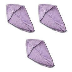 快速乾髮毛巾髮帶, 淡紫色, 3個