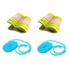 衣架晾衣繩 5m 2入+ 衣夾隨機出貨 18入, 1套