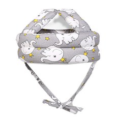 JOY MULTI 孩童印花頭部防撞帽, 大象款 灰色, 1個
