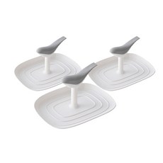 小鳥飾品收納盤 3件組, 白色