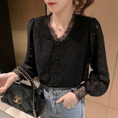 MEICHEL 蕾絲V領花朵刷毛開襟衫上衣 00271