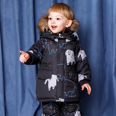 milk mile 孩童大象印花鋪棉連帽外套