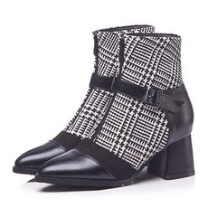 페이퍼먼츠 모직 체크 집업 앵클 부츠 00152