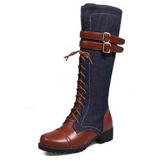 페이퍼먼츠 투라인 버클 가죽 롱 워커 부츠 00161