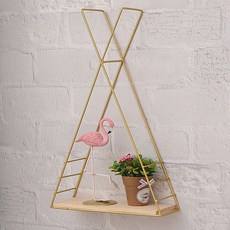 Bitsol 多功能客廳臥室壁掛幾何三角形收納架, 金色