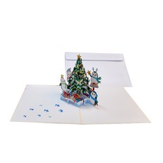 Leeum Dream 企鵝聖誕快樂立體彈出卡片, 白色, 1套