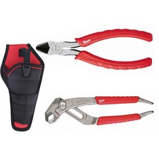 Milwaukee 美沃奇 斜口鉗48-22-6108+水管鉗48-22-6208+工具袋TP009套組, 斜口鉗+水管鉗+工具袋, 1組