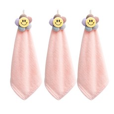 Market Reve 花朵刷毛廚房巾, 粉紅色, 3個