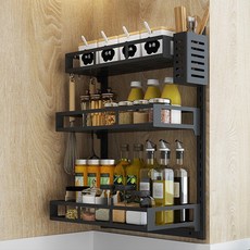 Blue Sun不鏽鋼調味料架 3層, 黑色的, 1個