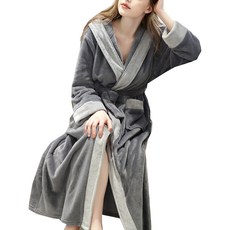 Market A 長版法蘭絨連帽浴袍 M, 炭灰色, 1個