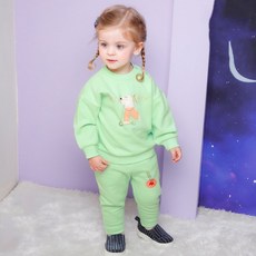 milk mile 童款休閒風小熊滑板車印花長袖套裝