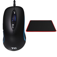 TGTrigem 遊戲有線鼠標 TG-GM350T + Indena 高級遊戲鼠標墊 270 x 220 毫米套組, TG-GM350T（有線鼠標）, 黑色的