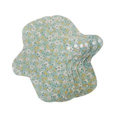 棉質衛生棉 綠色 花朵, 5件, 1包