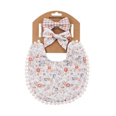 HARAROI 雙面圍兜+髮帶, Subtle Autumn Flower Field, 1組