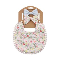 HARAROI 雙面圍兜+髮帶, Springtime Flowers, 1組