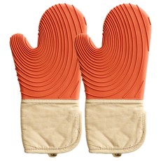 Hamil北歐風簡約隔熱烤箱矽膠手套, 橘子, 2個