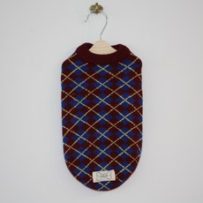 Caniche 狗狗菱格紋基本款針織衫, 酒紅色