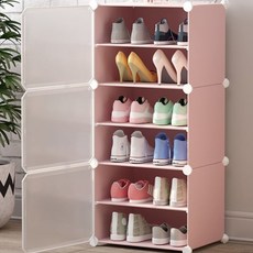 SAERON Ide簡易鞋櫃 1列 6層, 粉色的
