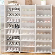 SAERON Ide簡易鞋架 3列 8層, 白色