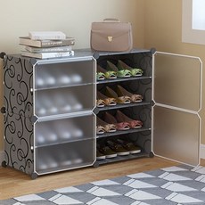 SAERON 이데 簡易鞋櫃 雙排四層, 灰色