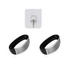 不銹鋼切蒜器 2p + 透明掛鉤套組, 黑色的, 1套