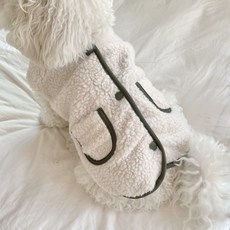 寵物雙面可穿羊羔毛絎縫鋪棉背心, 象牙白