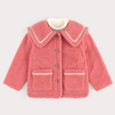 HEJMINI 女童款水手風翻領毛外套