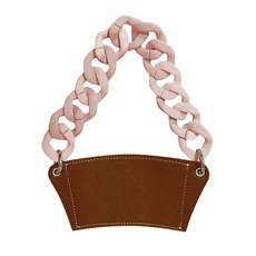 皮革便攜杯套, 18 棕色 + 粉色鏈
