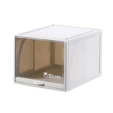 塑膠抽屜鞋櫃 L, 白色的