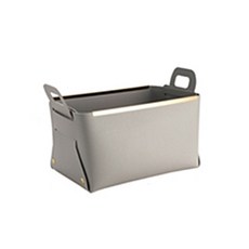 Blue Sun斑點北歐風格金屬邊皮革收納盒, 灰色的, 1個