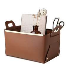 Clairer斑點北歐風格金屬邊皮革收納盒, 棕色的, 1個