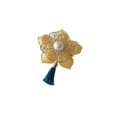 바이담수미 강아지 한복 진주핀, 옐로우, 1개