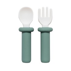 랄라비 아이주도 플러스 스푼포크 실리콘 세트, Green, 스푼+포크+케이스, 1세트
