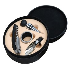 VANVINO 奢華酒具配件黑色皮套套組, 淺褐色的, 1套