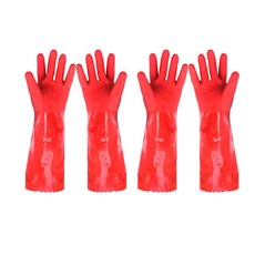 橡膠手套 40cm 雙手組, 紅色的, 2套