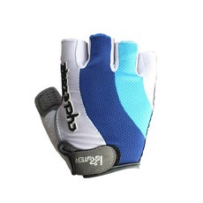 黑色露指透氣超細纖維越野半手套, 01藍白